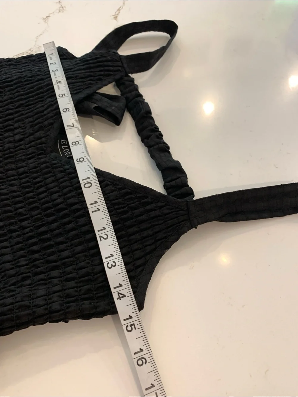 Black Midi Dress  Stretch Bodice Square Neck Bowtie Back Woman’s Size 16 NEW - Picture 12 of 13